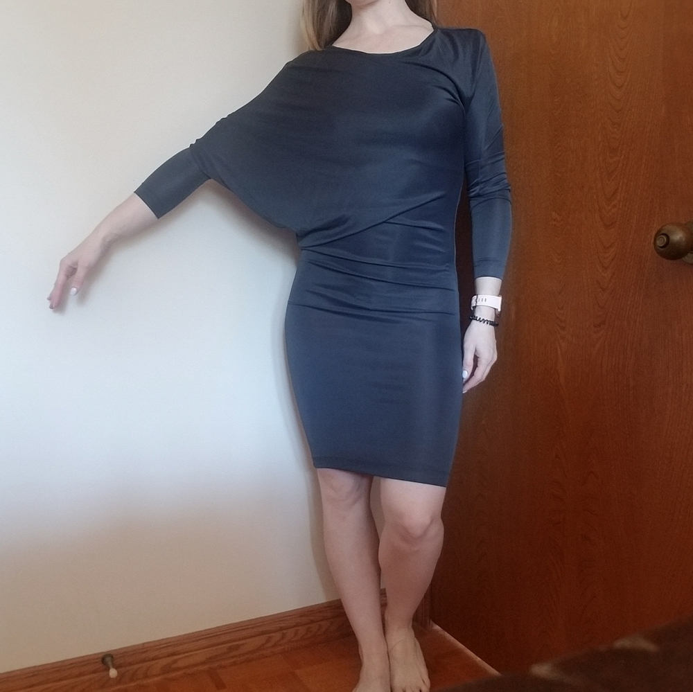 2/45$ BCBG deep navy draped dress